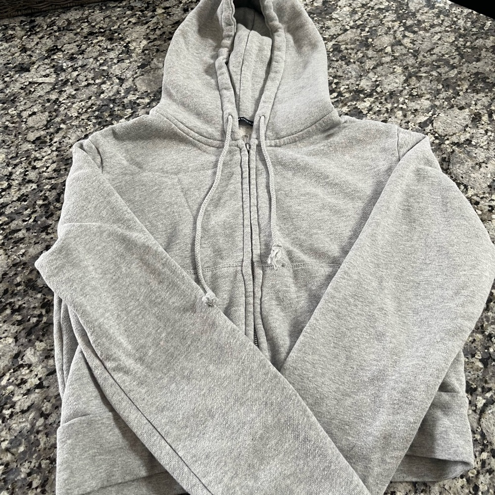 Brandy Melville cropped Gray Zip-Up Hoodie